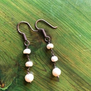 Pearl and silver earrings
